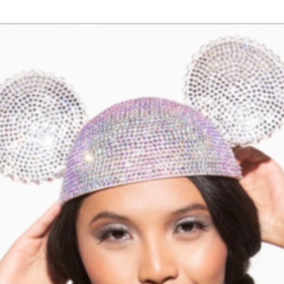 Clear Swarovski Rhinestone Mickey Ears Hat -Bridal Bling Hats main image 7